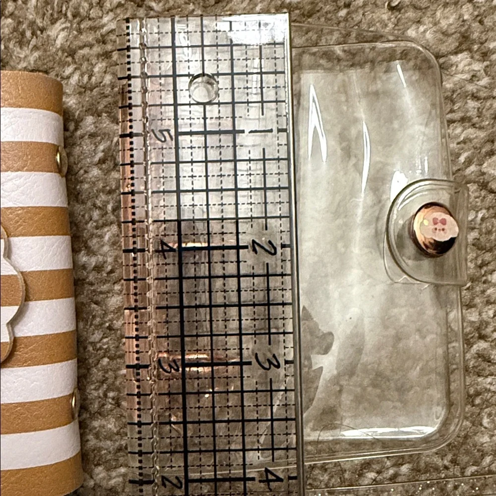 3-3ring mini binder Striped Tan and White Card Holder